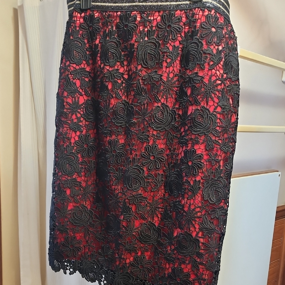 Talbots Black Floral Lace Mini Skirt